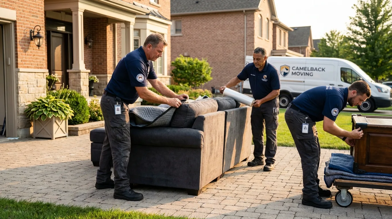 Large estate moving crew wrapping furniture in Falls Church, VA