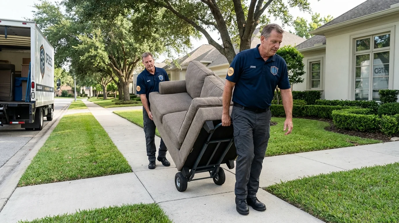 Local residential moving crew loading furniture in Falls Church, VA